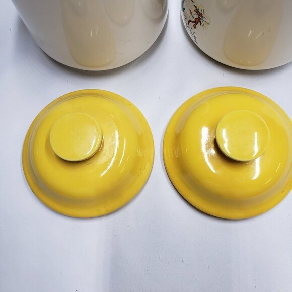 Petal Pets Tiger Lily Ceramic Canisters Set of 2 With Lids Vintage Japan - Picture 10 of 16